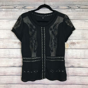 Ann Taylor Black Eyelet Detail Top